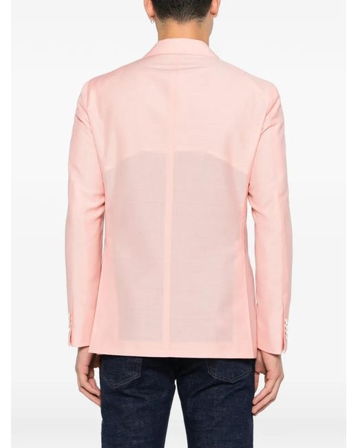 Caruso Pink Aida Double-Breasted Pocket Blazer for men