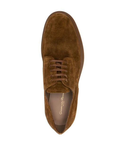 Gianvito Rossi Brown William Suede Derby Shoes for men