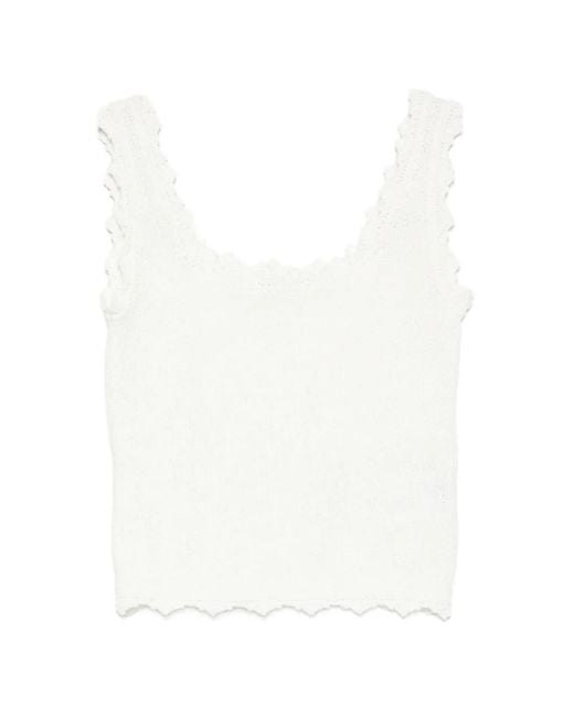 Low Classic White Lace Sleeveless Top