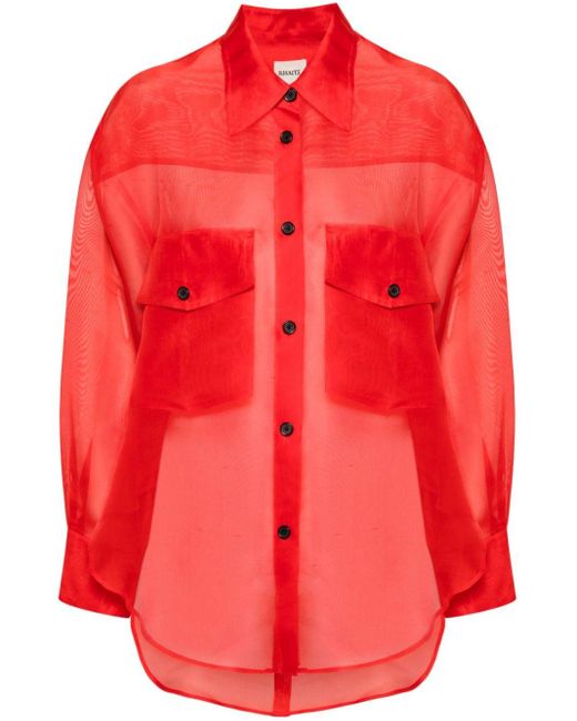 Khaite Mahmet Silk Shirt in het Red