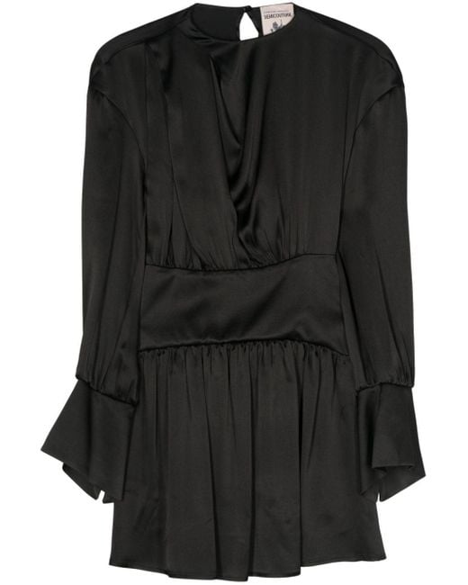 Semicouture Black Satin Mini Dress