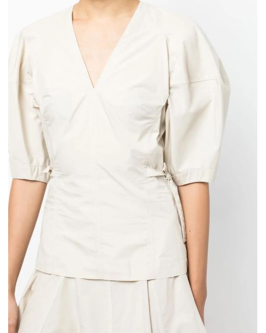 3.1 Phillip Lim Natural V-Neck Short-Sleeve Top