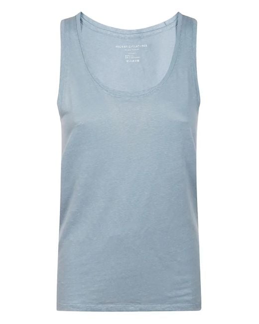 Majestic Filatures Blue Scoop-Neck Tank Top