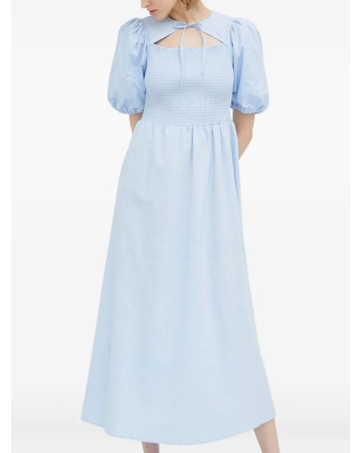 Résumé Blue Smocked Cut-Out Dress
