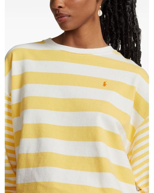 T-shirt rayé à logo brodé Polo Ralph Lauren en coloris Yellow