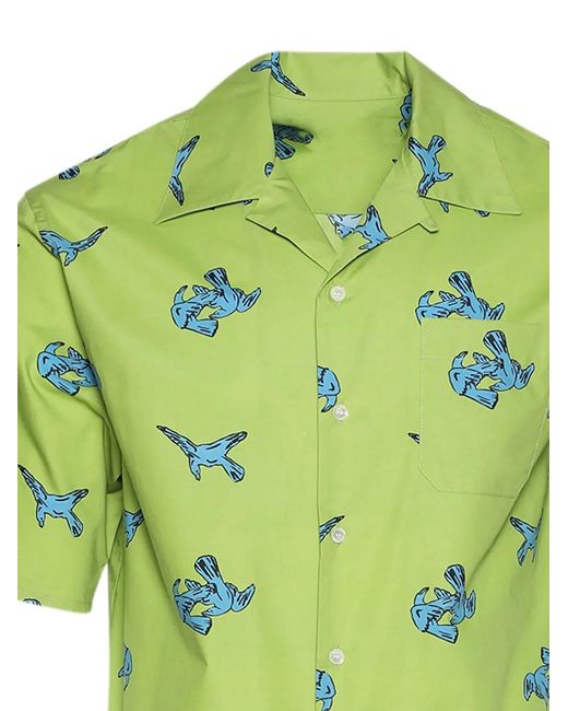 Marni Green Buttoned Pattern Shirt for men