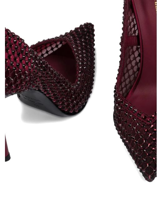 Le Silla Purple 100Mm Gilda Crystal-Embellished Mesh Pumps