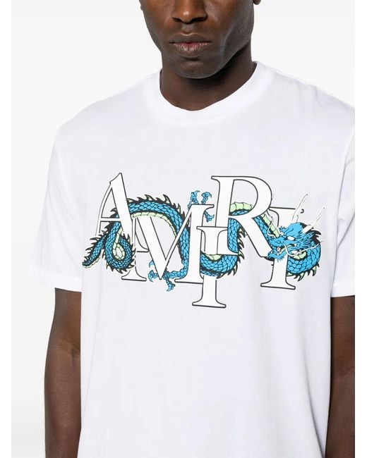Amiri White Dragon Logo-print Cotton T-shirt for men