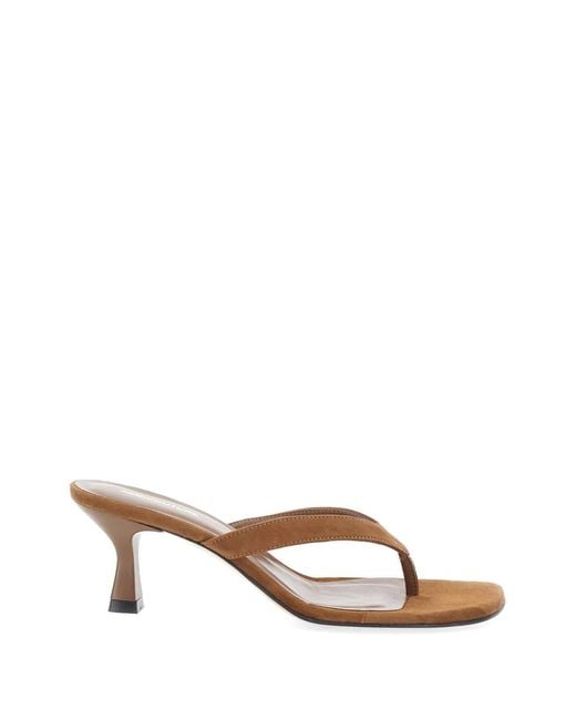 Semicouture Brown Thong-Strap Suede Sandals