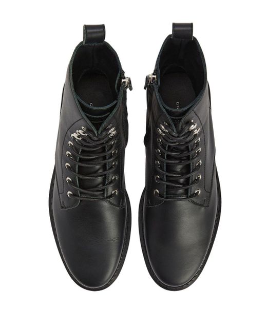 Giuseppe Zanotti Black Bassline Leather Ankle Boots for men