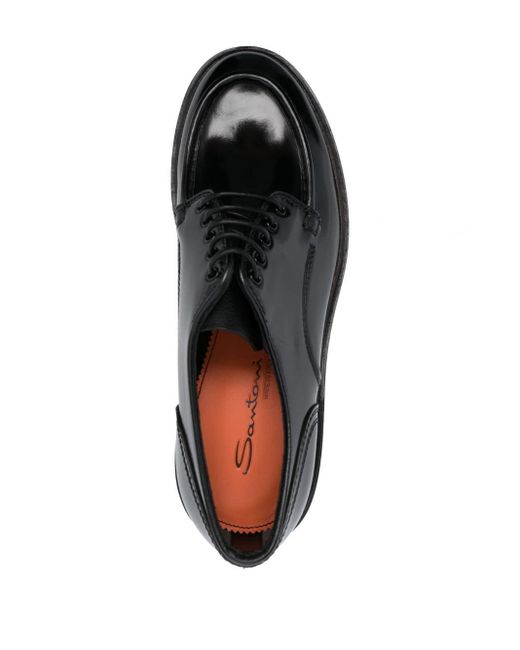 Santoni Black Patent Leather 40mm Derby Shoes for men