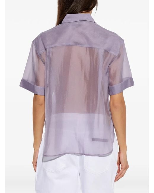 Rag & Bone Purple Connie Sheer Short-Sleeve Shirt
