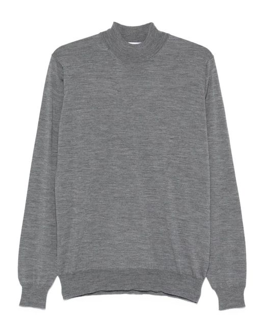 Lardini Gray High-Neck Wool Sweater for men