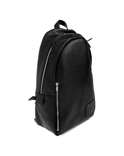 Jil Sander Black Logo-Patch Leather Backpack for men