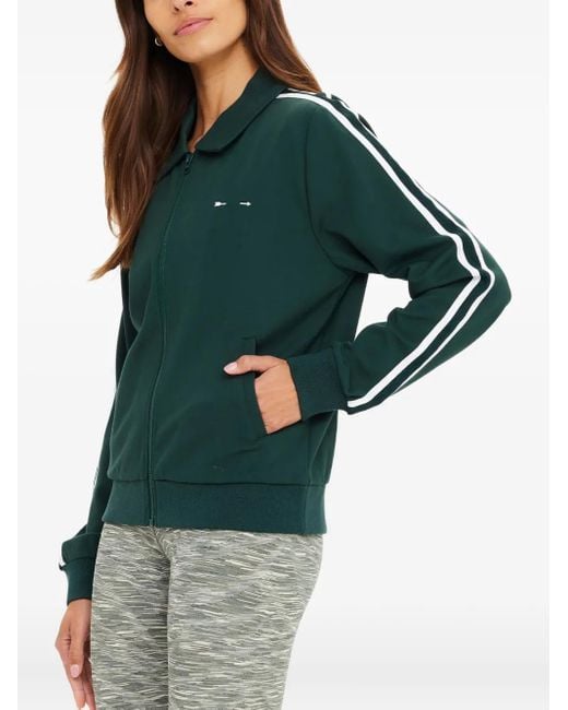 The Upside Green Zip-Front Stripe-Detail Jacket