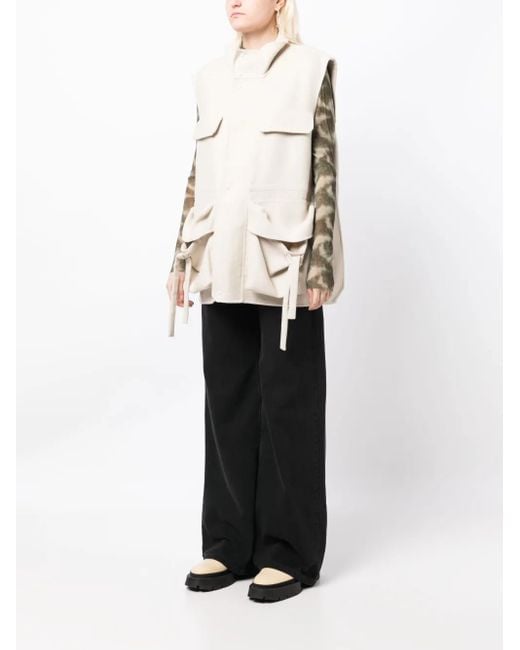 JNBY White Multiple-Pocket Wool Vest
