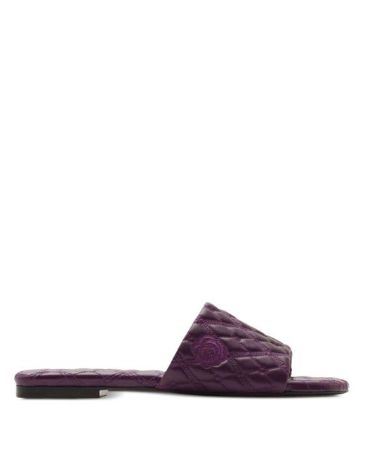 Burberry Purple Quilt Leather Slides