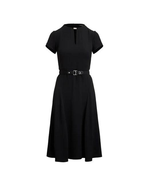 Ralph Lauren Black Keyhole-Detail Midi Dress