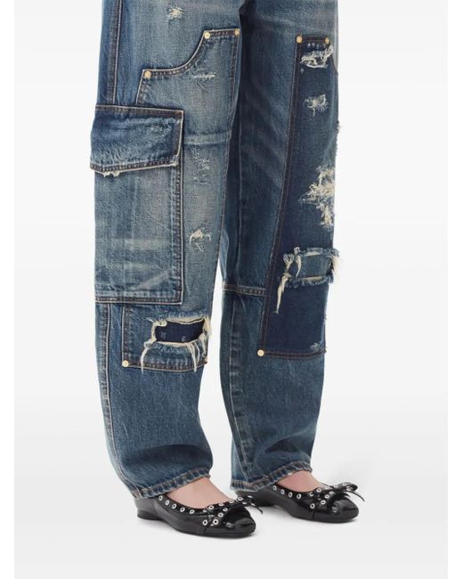 Ballerines En Cuir À Détails D'Œillets Ganni en coloris Black