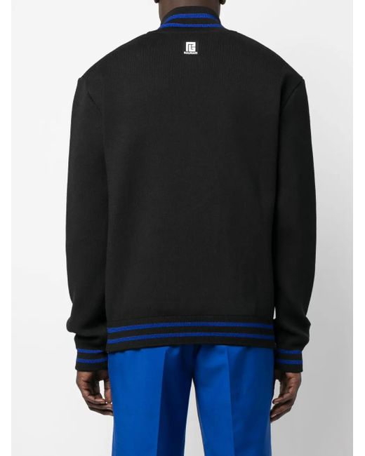 Balmain Black Zipped Knit Jumper for men