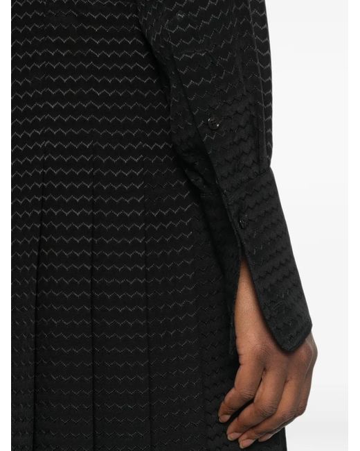 Fendi Black Pleated Zigzag-Pattern Midi Dress