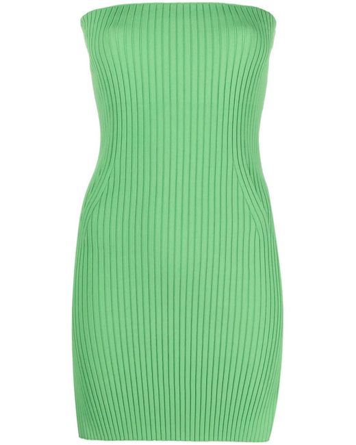 Nanushka Green Brynn Ribbed-Knit Strapless Top
