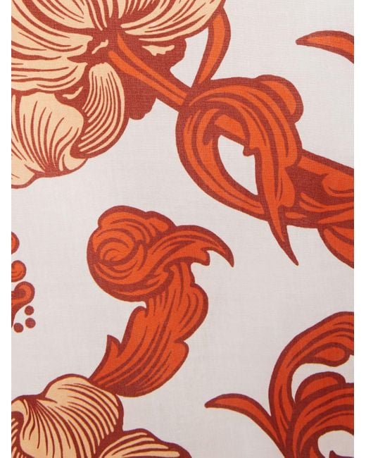 LaDoubleJ Red Bellini Botanical-print Cotton Dress