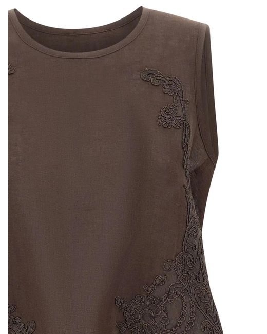 Maurizio Mykonos Brown Embroidered Blouse
