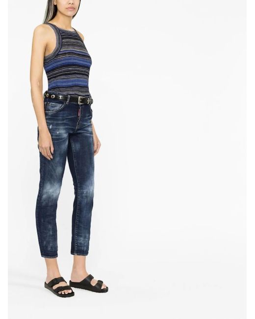 Vaqueros capri con efecto envejecido DSquared² de color Blue