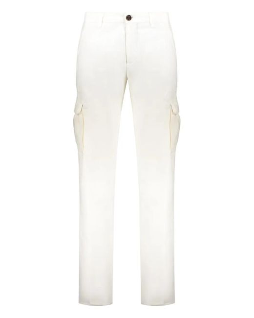 Moorer White Button-Fastening Cargo Pants for men