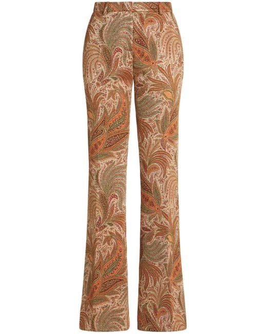 Etro Brown Paisley-Jacquard Trousers