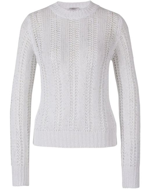 Peserico White Sequinned Open-Knit Sweater