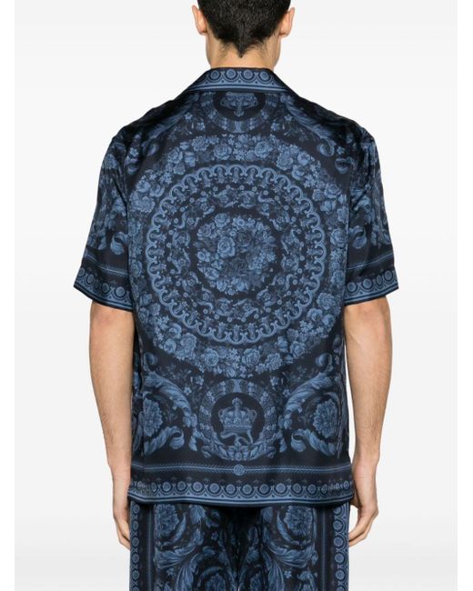 Versace Overhemd Met Korte Mouwen En Print in het Blue voor heren