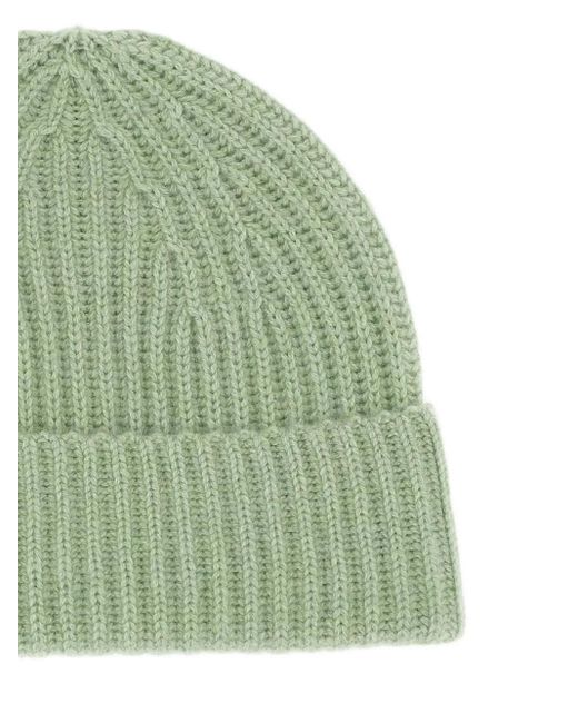 Lisa Yang Green Ribbed Wool Beanie
