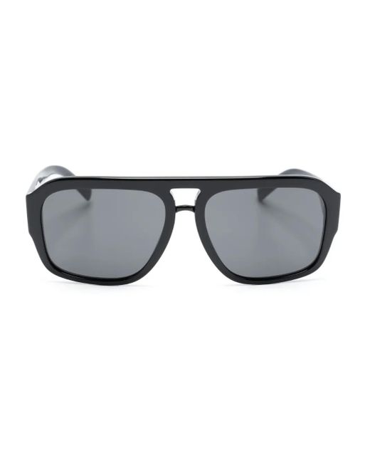 Dolce & Gabbana Gray Logo-Plaque Pilot-Frame Sunglasses for men