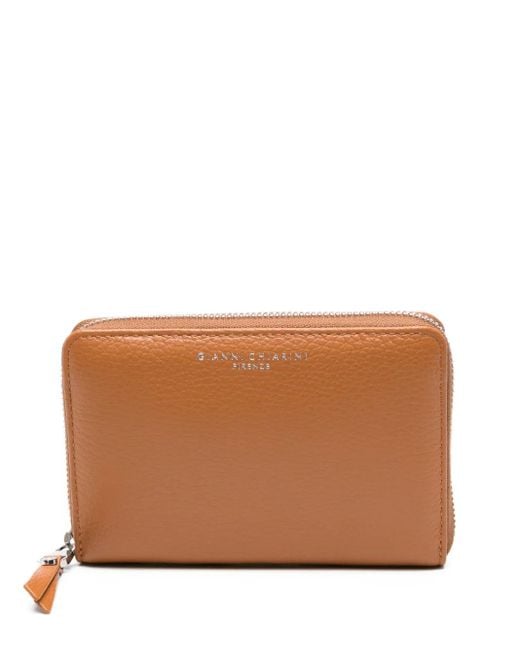 Gianni Chiarini Brown Grained-Leather Zip-Around Wallet