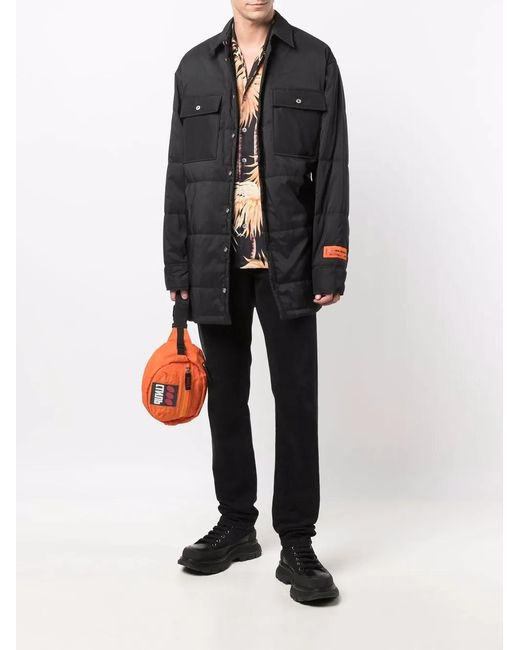 Heron Preston Black Logo-Patch Padded Jacket for men
