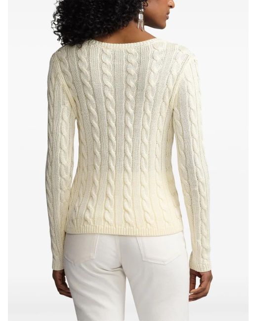 Ralph Lauren Natural Cable-Knit Silk V-Neck Jumper