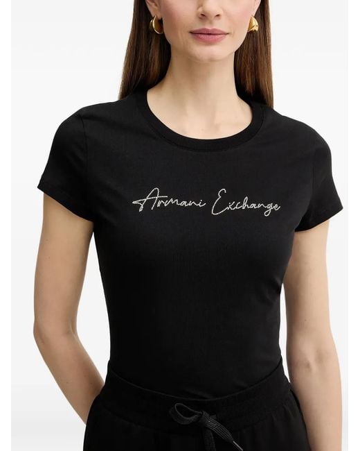ARMANI EXCHANGE Black Logo-Detail T-Shirt