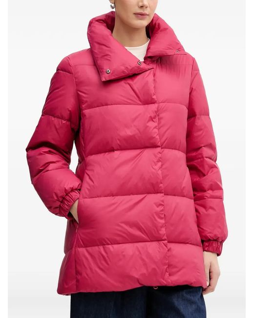 Benetton Red Quilted Funnel-Neck Jacket