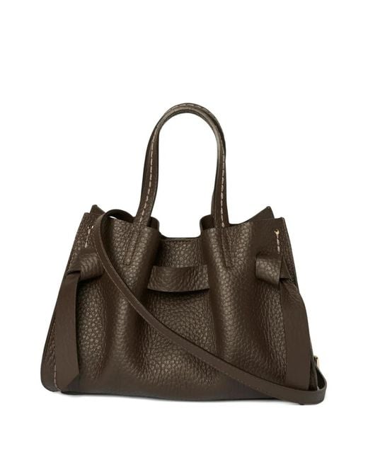 VISONA Brown Vittoria Knotted Tote Bag