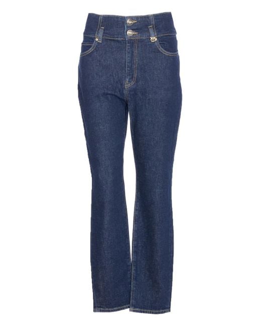 Pinko Blue High-Waisted Button Jeans