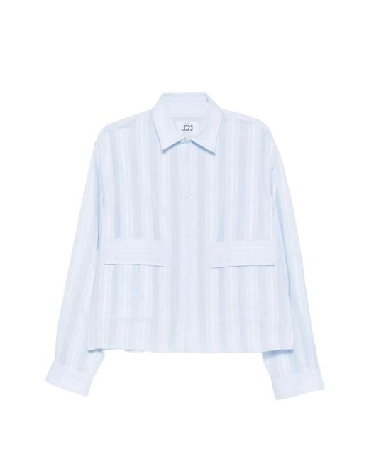 LC23 White Striped Cotton Shirt for men