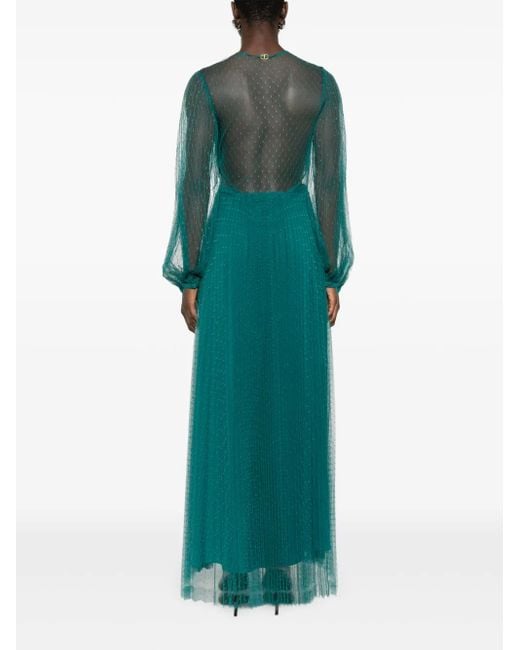 Twinset Green Twisted Long-Sleeved Dress