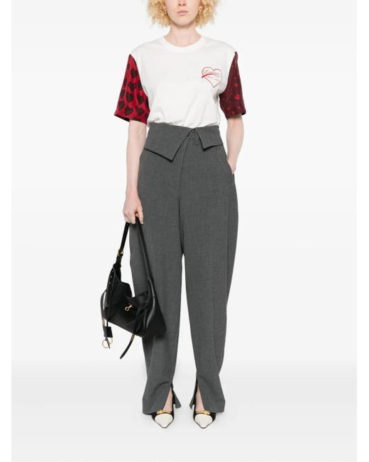 Lanvin Red Heart-Print Short-Sleeve T-Shirt