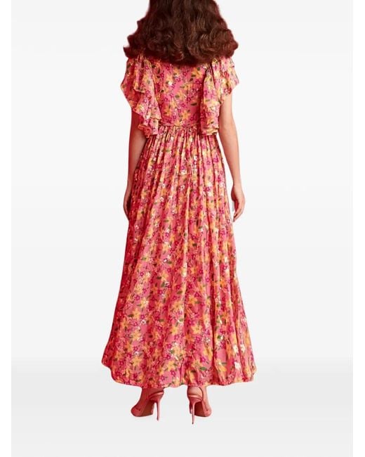 Celiab Red Vega Floral Maxi Dress