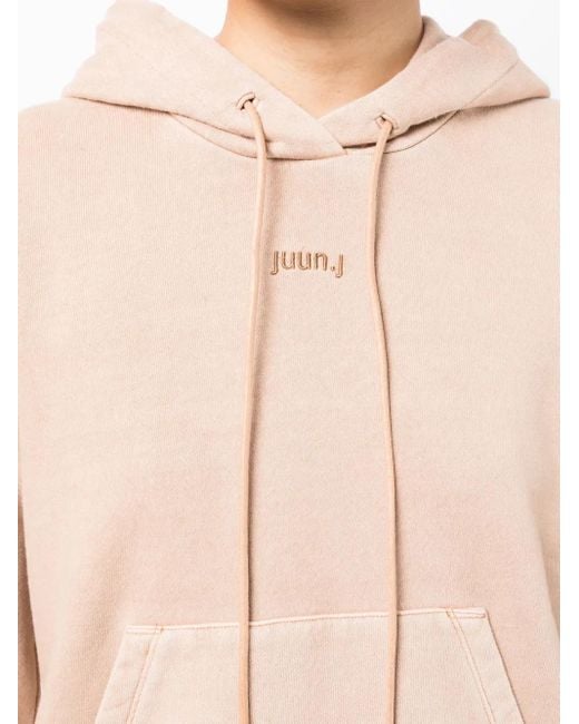 Juun.J Natural Logo-Embroidered Cotton Hoodie