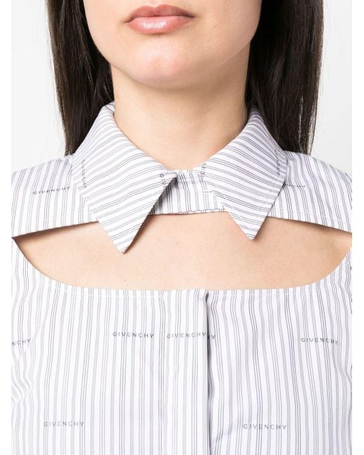 Givenchy White Logo-print Cut-out Shirt