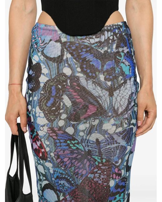 Jean Paul Gaultier Blue The Butterfly Pencil Skirt