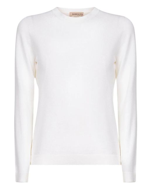 Blanca Vita White Gerippter Pullover